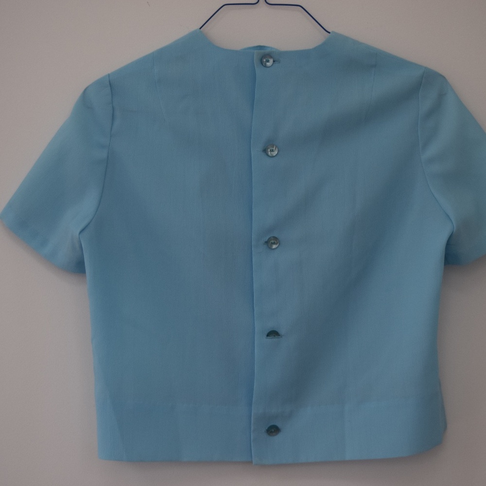 Vintage 1950's Blouse (bright light blue) (fits S or M)